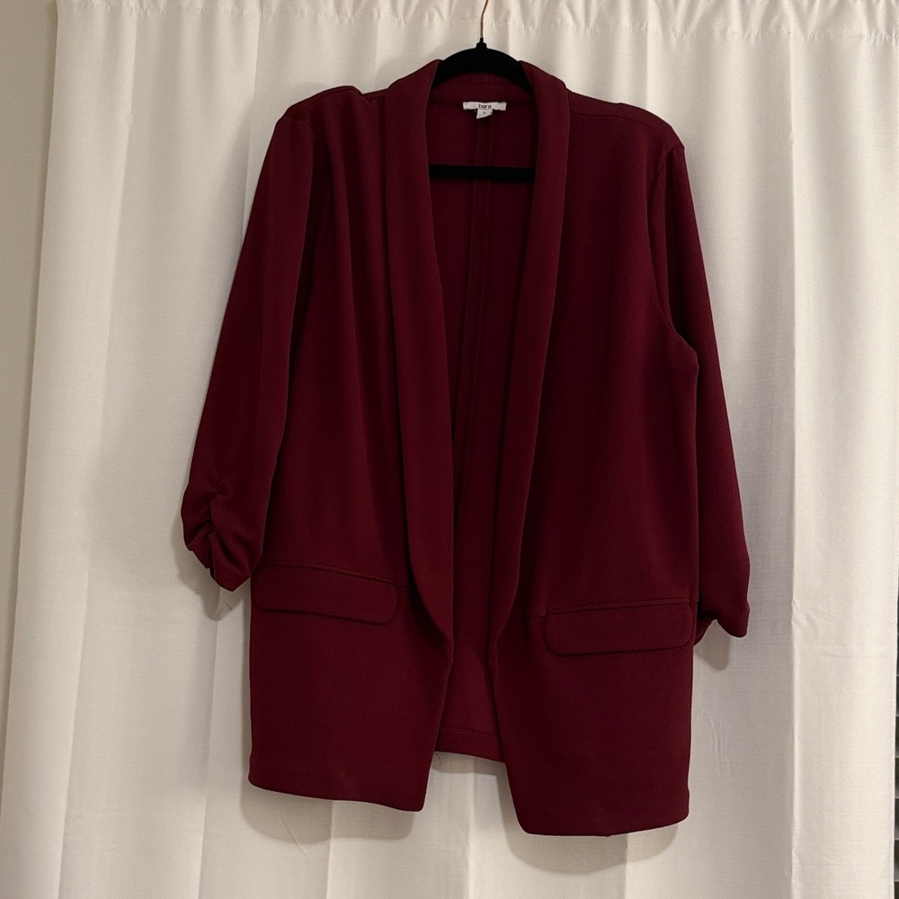 Bar III Burgundy Open-Front Blazer